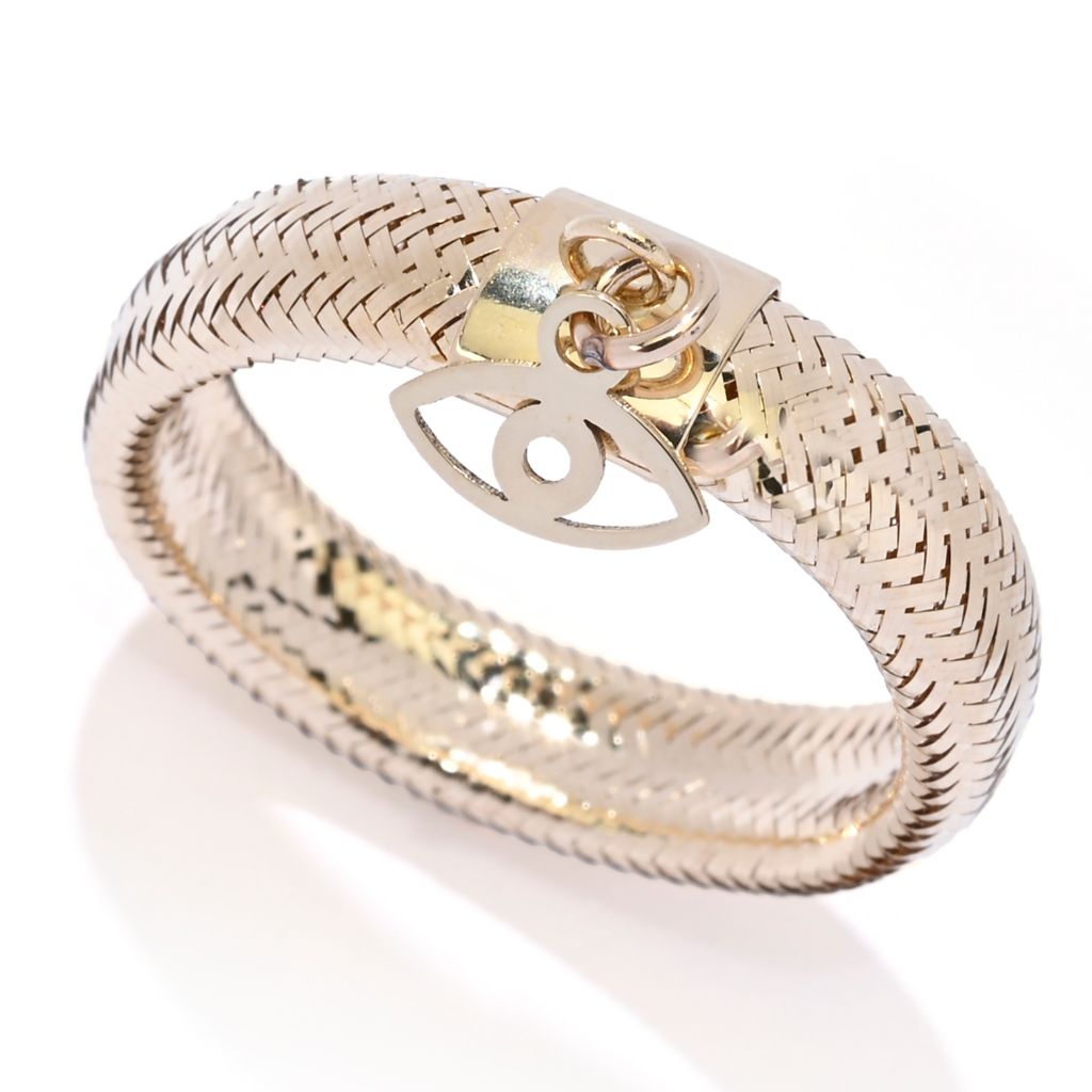 14K Italian Gold Lucky Charm Stretch Mesh Ring