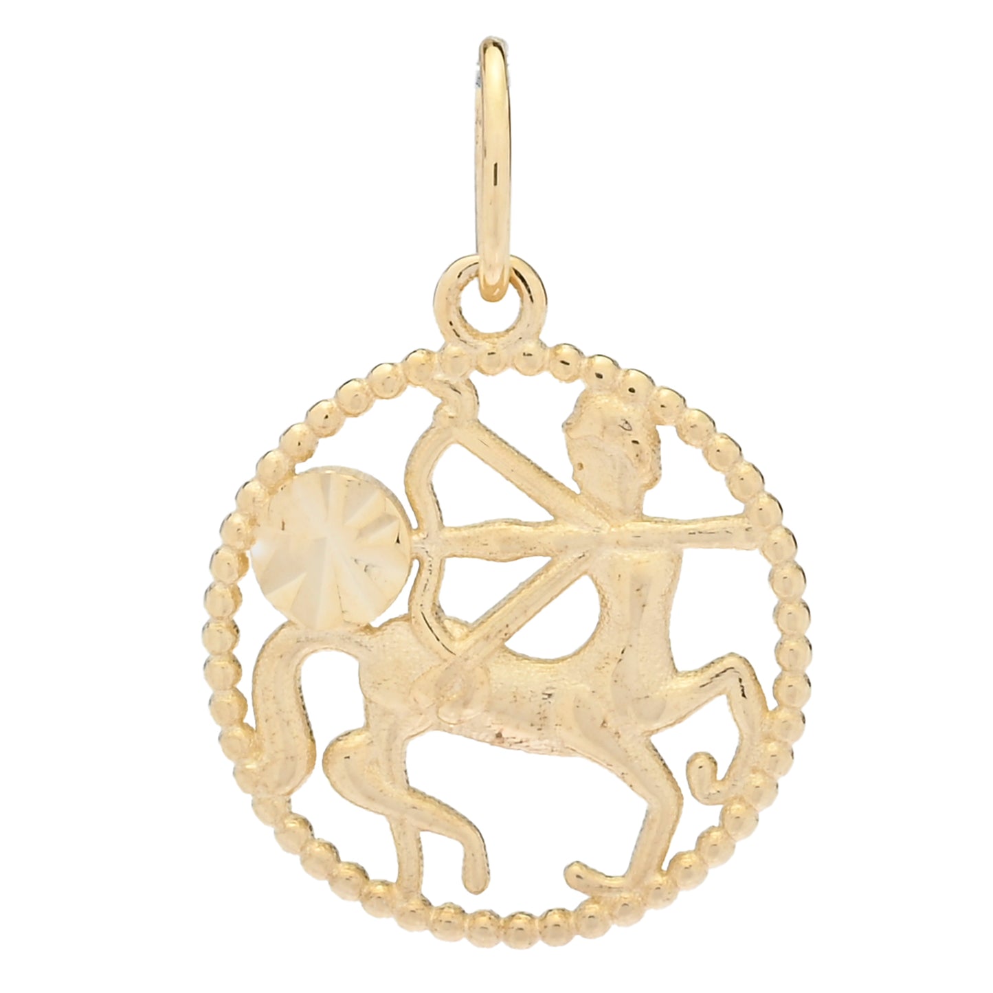 14K Italian Gold Textured Halo Zodiac Pendant