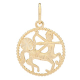 14K Italian Gold Textured Halo Zodiac Pendant