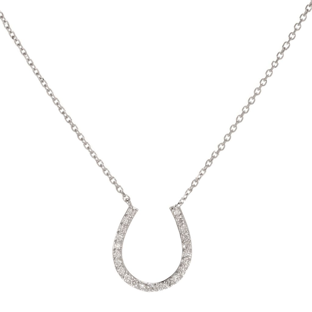 Morris & David 14K Gold 0.20ctw Diamond Lucky Horseshoe Necklace