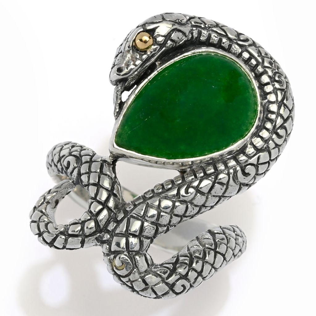 Artisan Silver by Samuel B. Choice of 14x10mm Jade Year of the Snake Ring