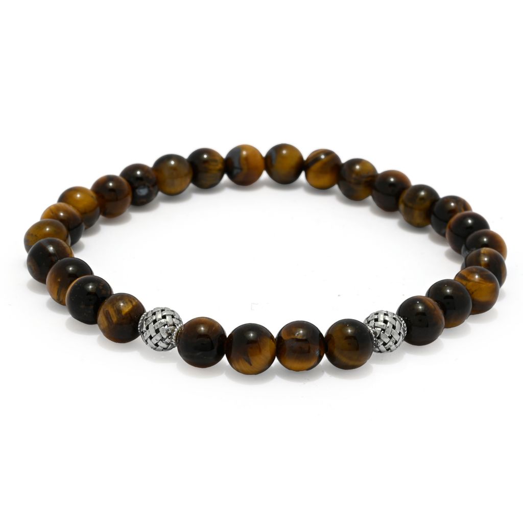 Artisan Silver by Samuel B. Sterling Silver Tiger's Eye Bead Stretch Bracelet
