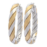 Sorrento Sterling Silver Two-Tone Polished & Satin Hoop Earrings