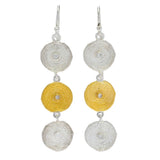 Sterling Silver 24K Gold Accented 0.12ctw Diamond Circles Earrings