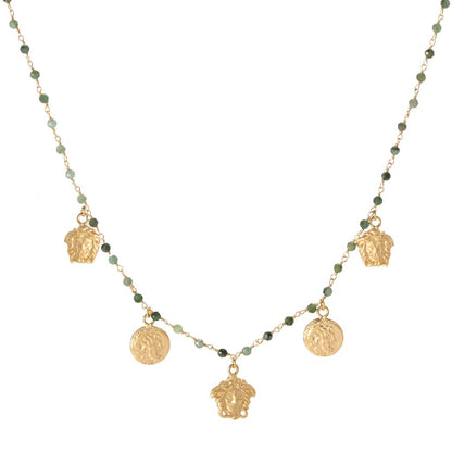 Tagliamonte 18K Gold Plated Gemstone Bead Medusa Charm Necklace