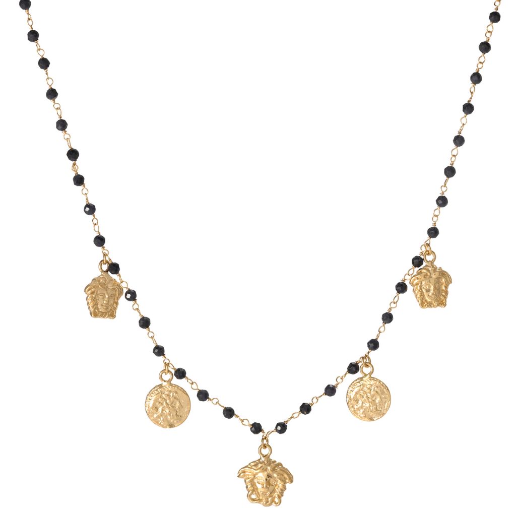 Tagliamonte 18K Gold Plated Gemstone Bead Medusa Charm Necklace