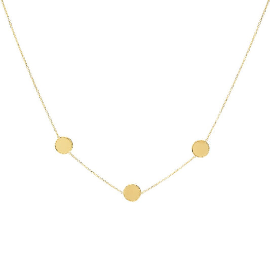 14K Italian Gold Polished Disc Station 18" Necklace