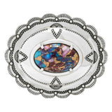 Southwest Elements Sterling Silver Purple Dahlia Turquoise Belt Buckle