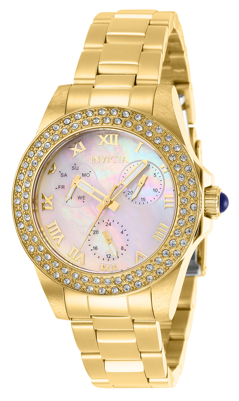 Invicta Women's 34mm Angel Quartz Multifunction Crystal Pave Bracelet Watch