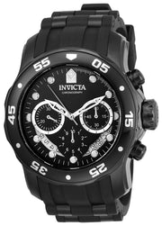 Invicta Men's 48mm Pro Diver Scuba Quartz Chronograph Blackout Silicone Strap Watch
