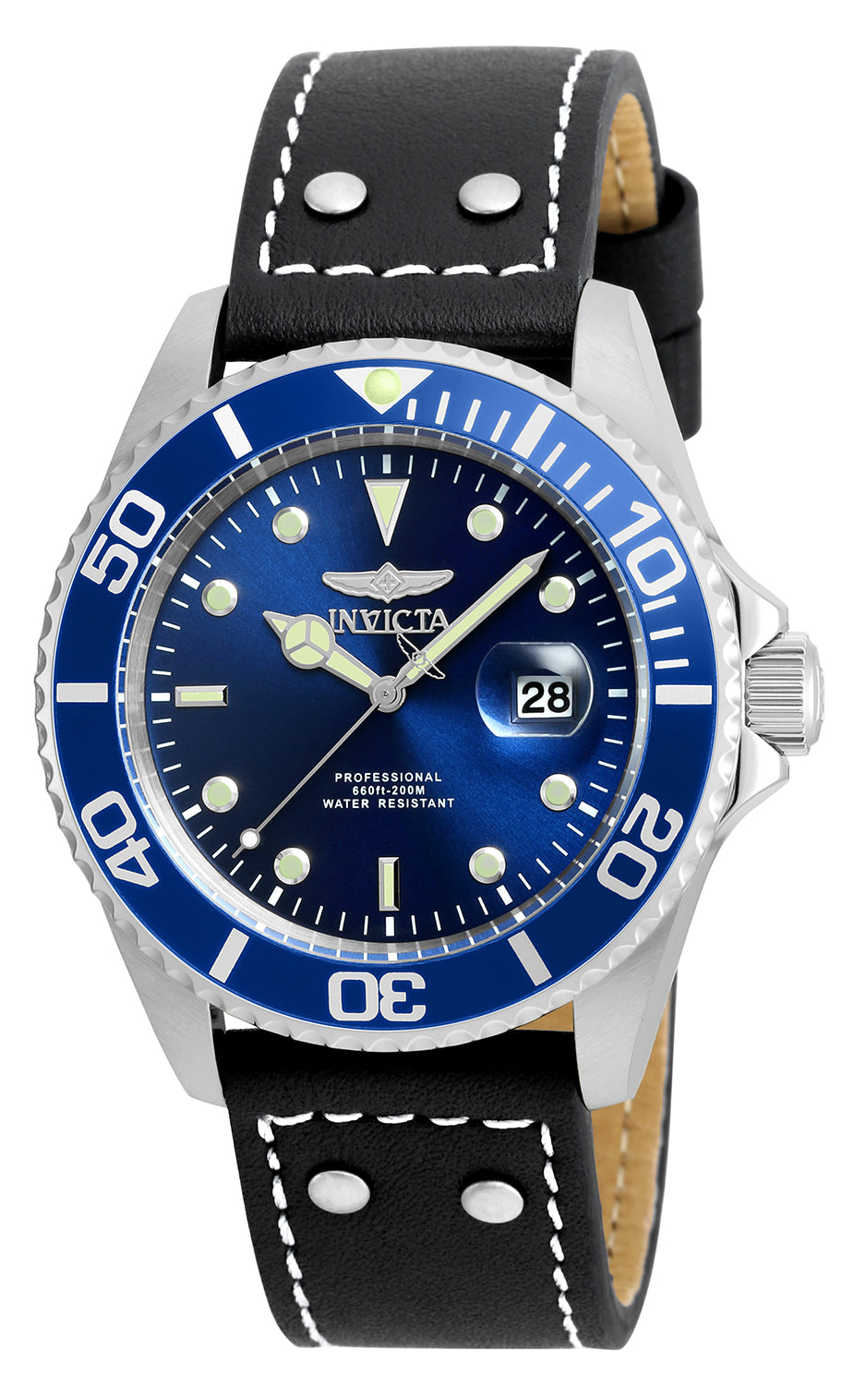 Invicta Men's 43mm Pro Diver Quartz Leather Strap Watch