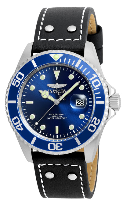 Invicta Men's 43mm Pro Diver Quartz Leather Strap Watch