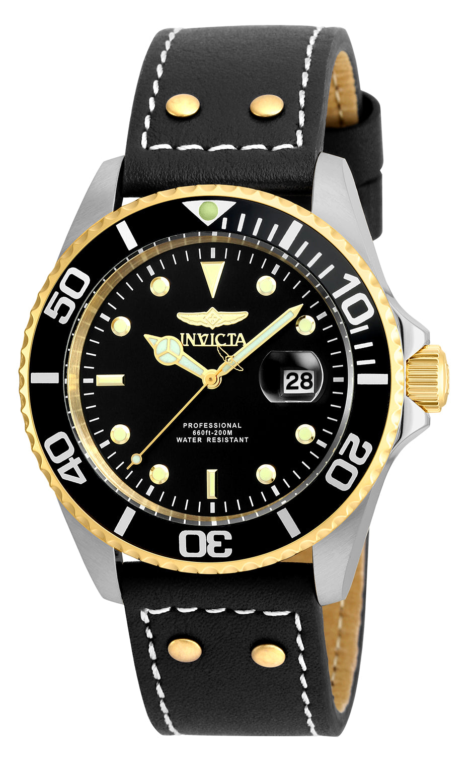 Invicta Men's 43mm Pro Diver Quartz Leather Strap Watch