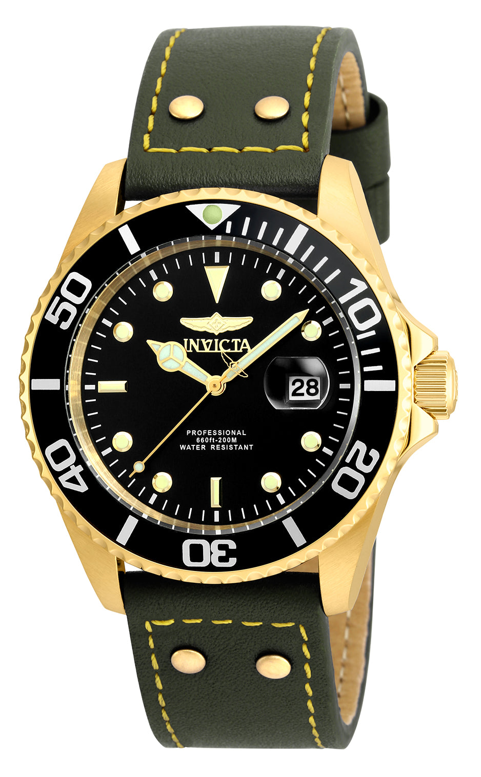 Invicta Men's 43mm Pro Diver Quartz Leather Strap Watch