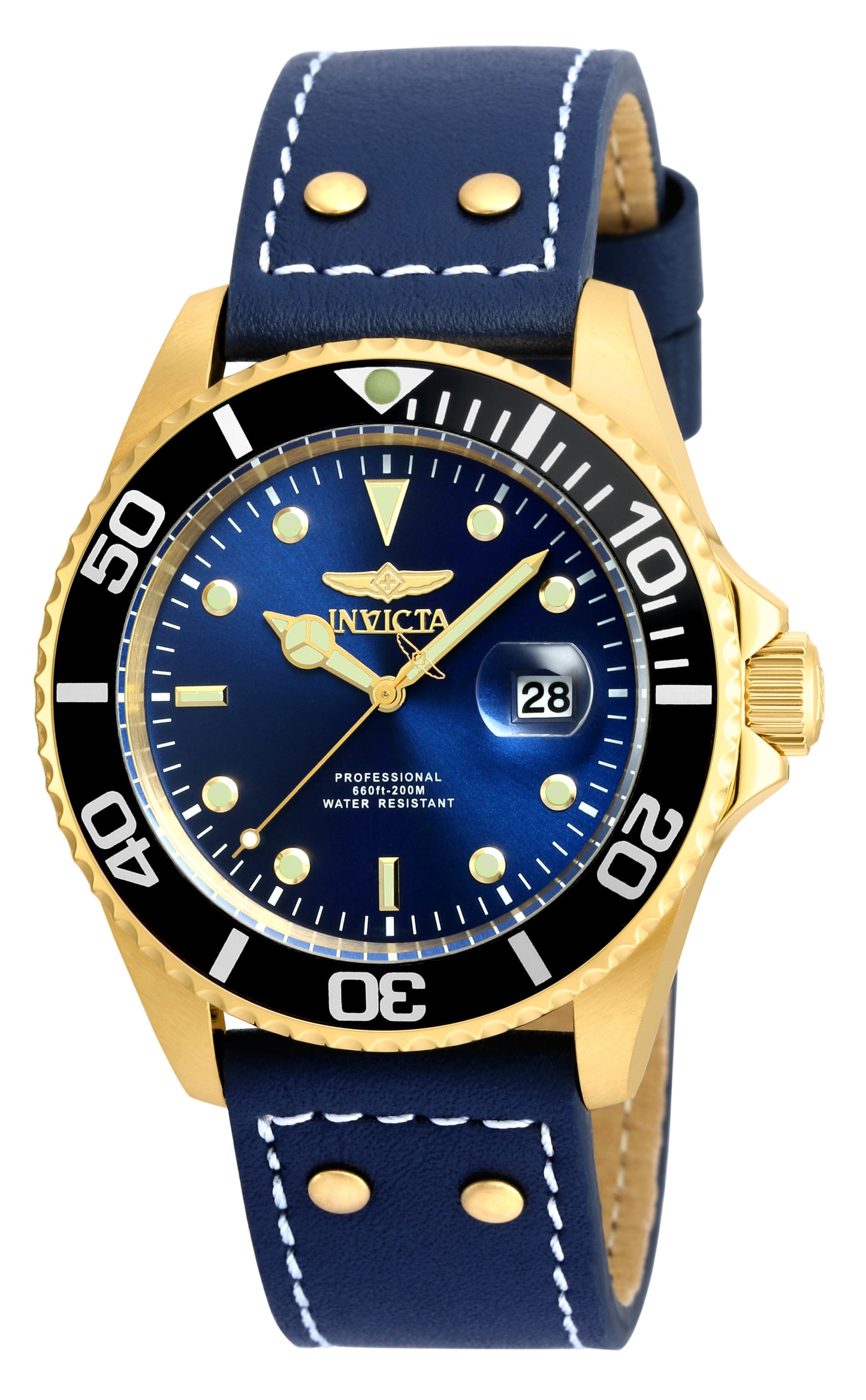 Invicta Men's 43mm Pro Diver Quartz Leather Strap Watch