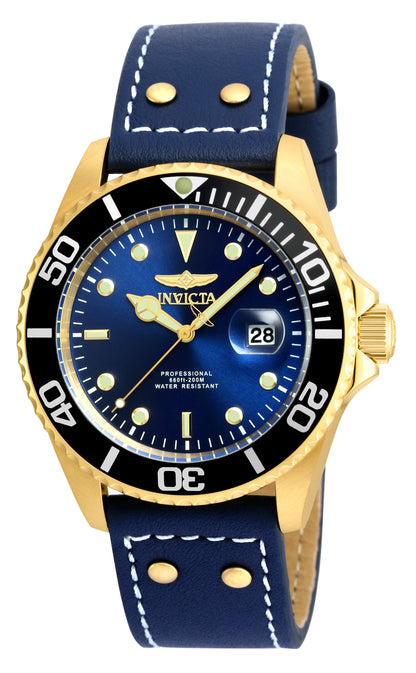Invicta Men's 43mm Pro Diver Quartz Leather Strap Watch