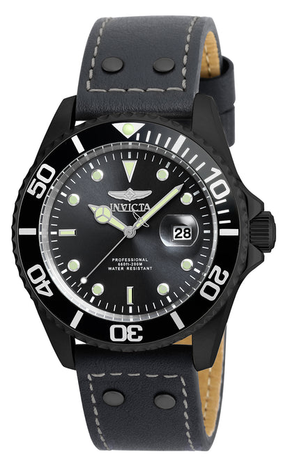 Invicta Men's 43mm Pro Diver Quartz Leather Strap Watch
