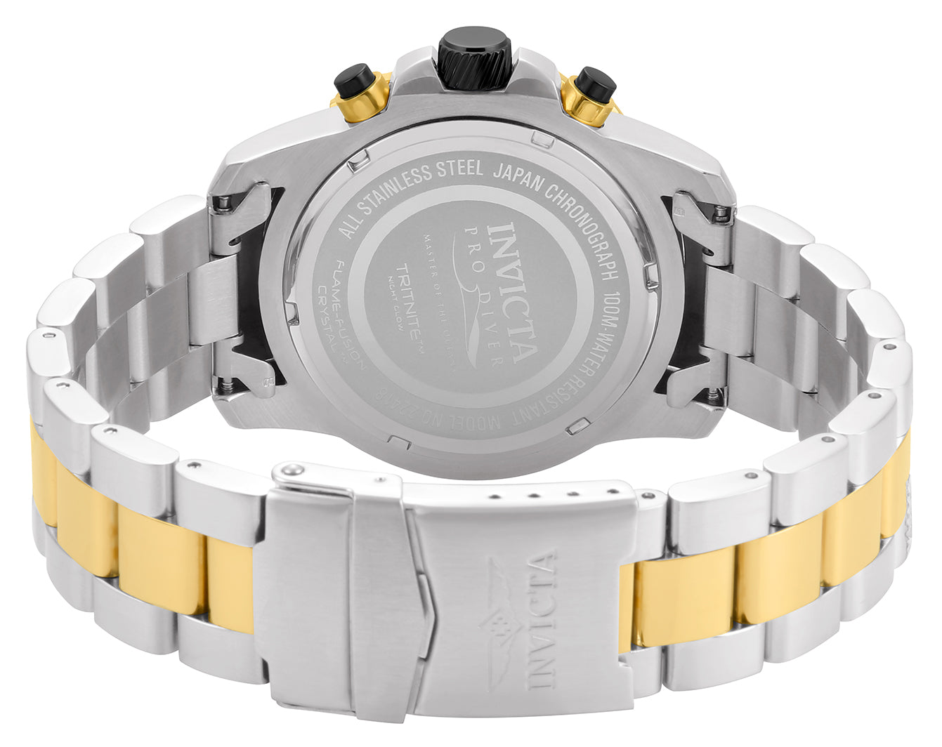 Invicta Men's 45mm Pro Diver Scuba Quartz Chronograph Black Dial Two-Tone Bracelet Watch