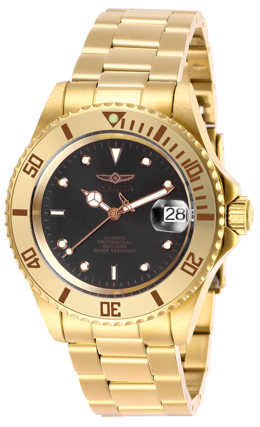 Invicta Men's 40mm Pro Diver Automatic Date Contrasting Dial Goldtone Bracelet Watch