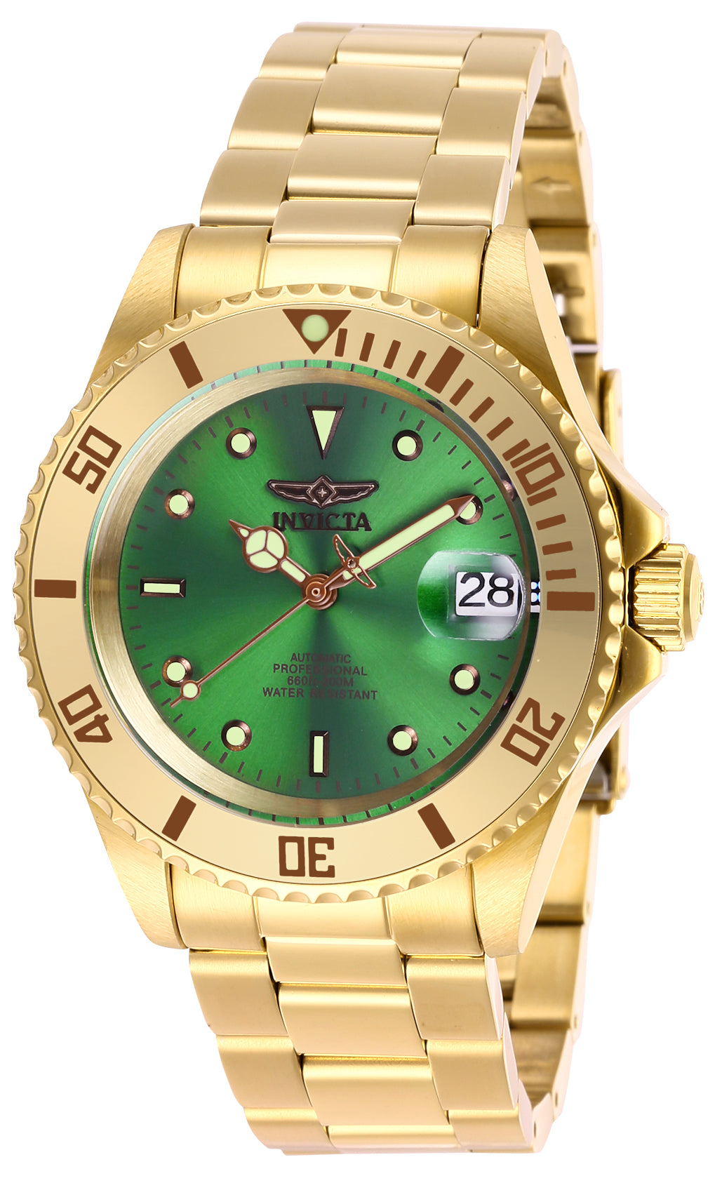 Invicta Men's 40mm Pro Diver Automatic Date Contrasting Dial Goldtone Bracelet Watch