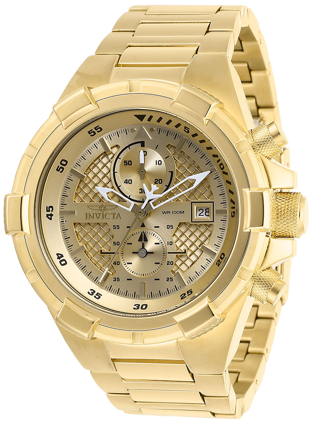 Invicta Men's 50mm Aviator Quartz Chronograph Goldtone Bracelet Watch