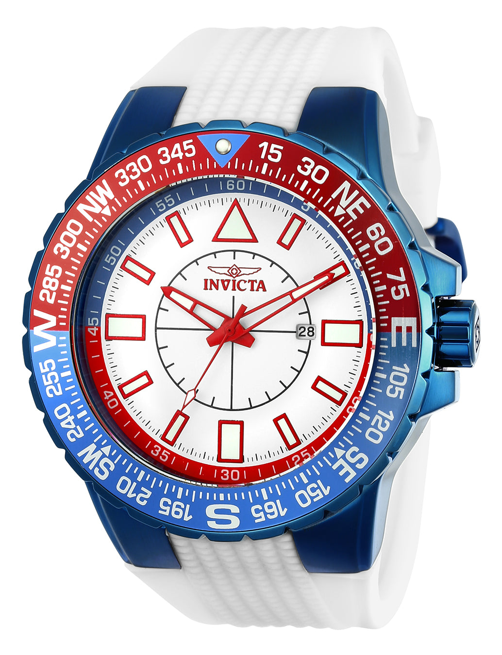 Invicta Men's 52mm Aviator Quartz Red-White-Blue Silicone Strap Watch