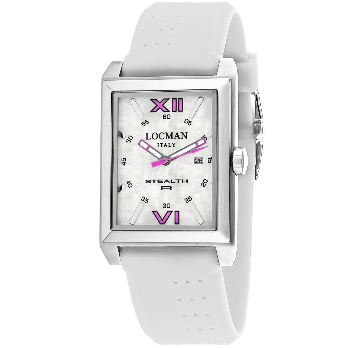 Locman Men's 44mm Classic Quartz Mother-of-Pearl Silicone Silicone Strap Watch