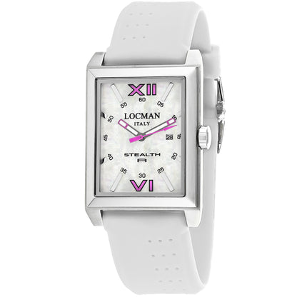 Locman Men's 44mm Classic Quartz Mother-of-Pearl Silicone Silicone Strap Watch