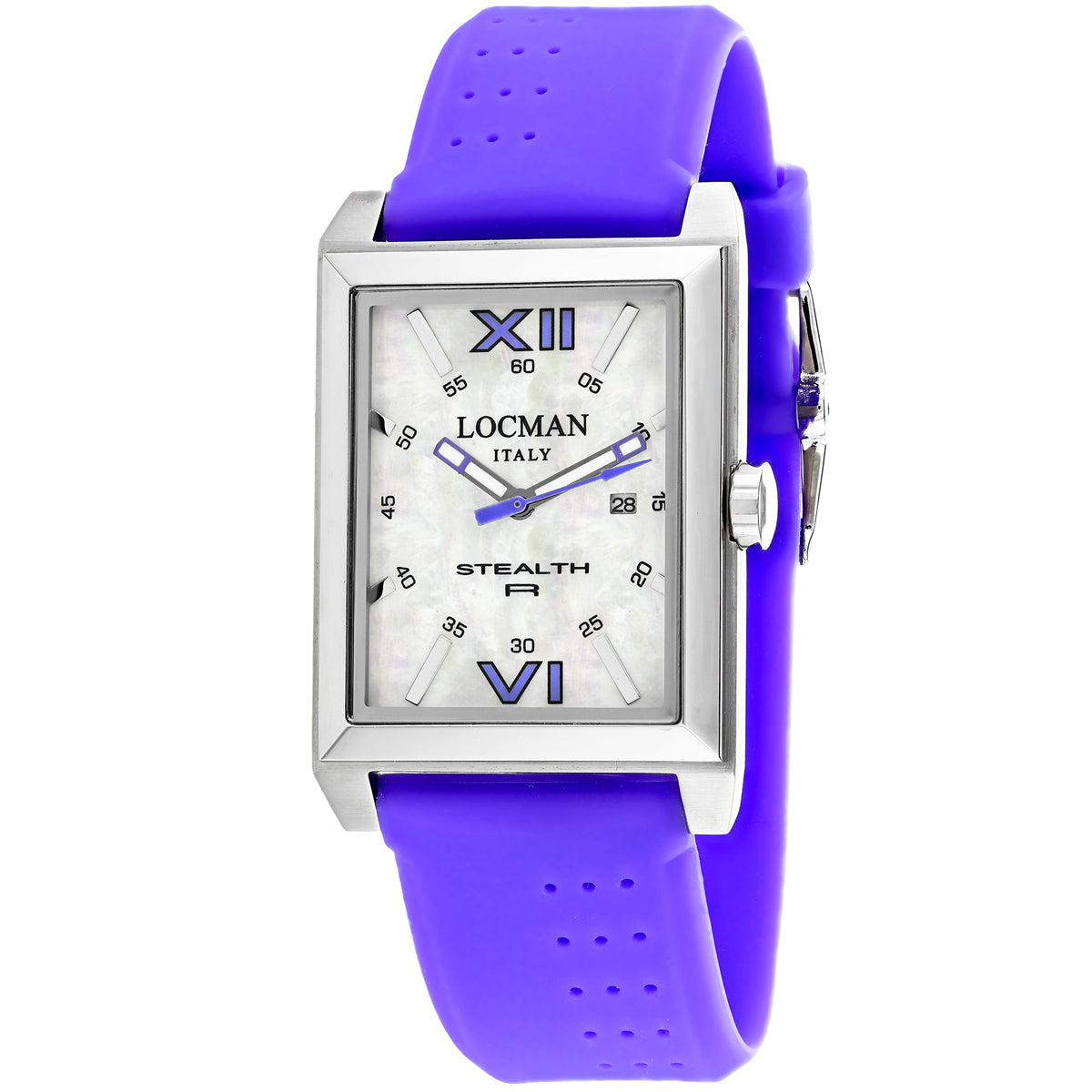 Locman Men's 44mm Classic Quartz Mother-of-Pearl Silicone Silicone Strap Watch