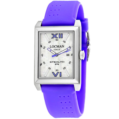 Locman Men's 44mm Classic Quartz Mother-of-Pearl Silicone Silicone Strap Watch