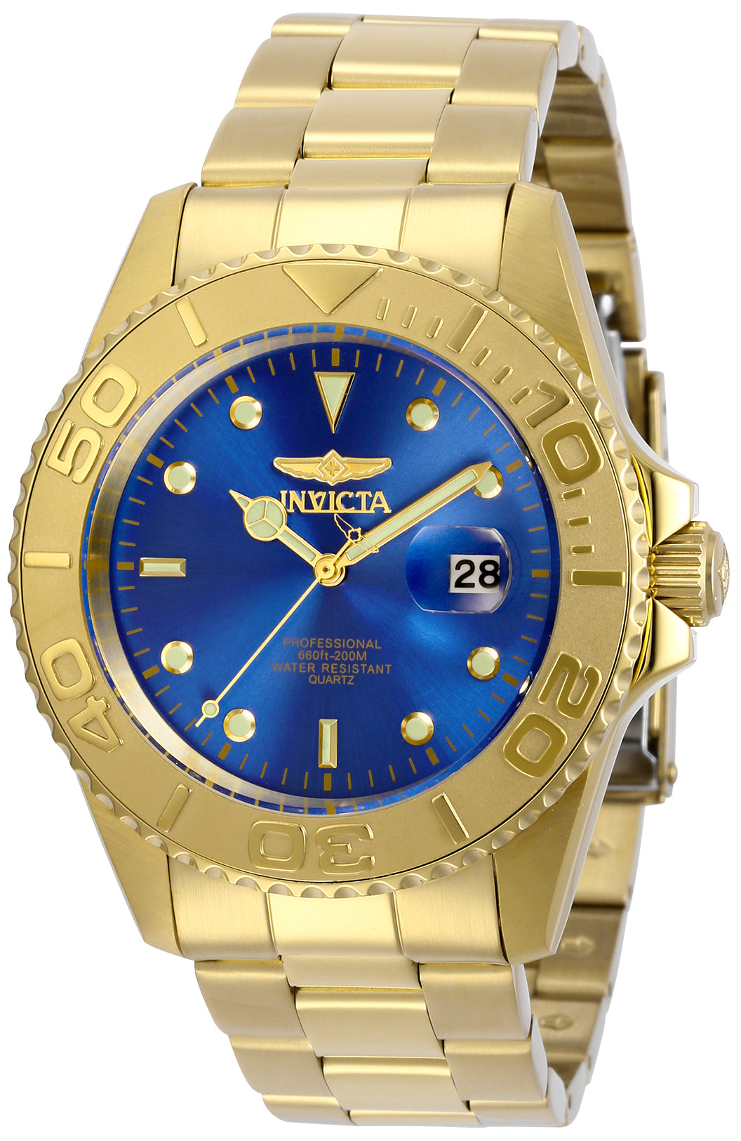Invicta Men's 43mm Pro Diver Quartz Date 3-Hand Goldtone Bracelet Watch