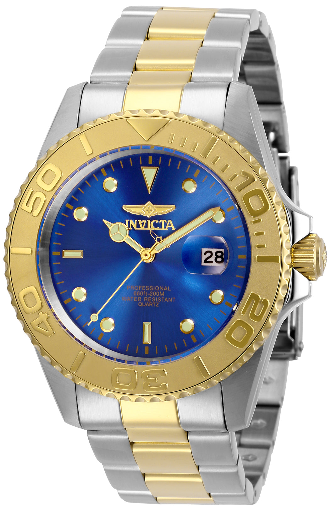 Invicta Men's 43mm Pro Diver Quartz Date 3-Hand Two-Tone Bracelet Watch