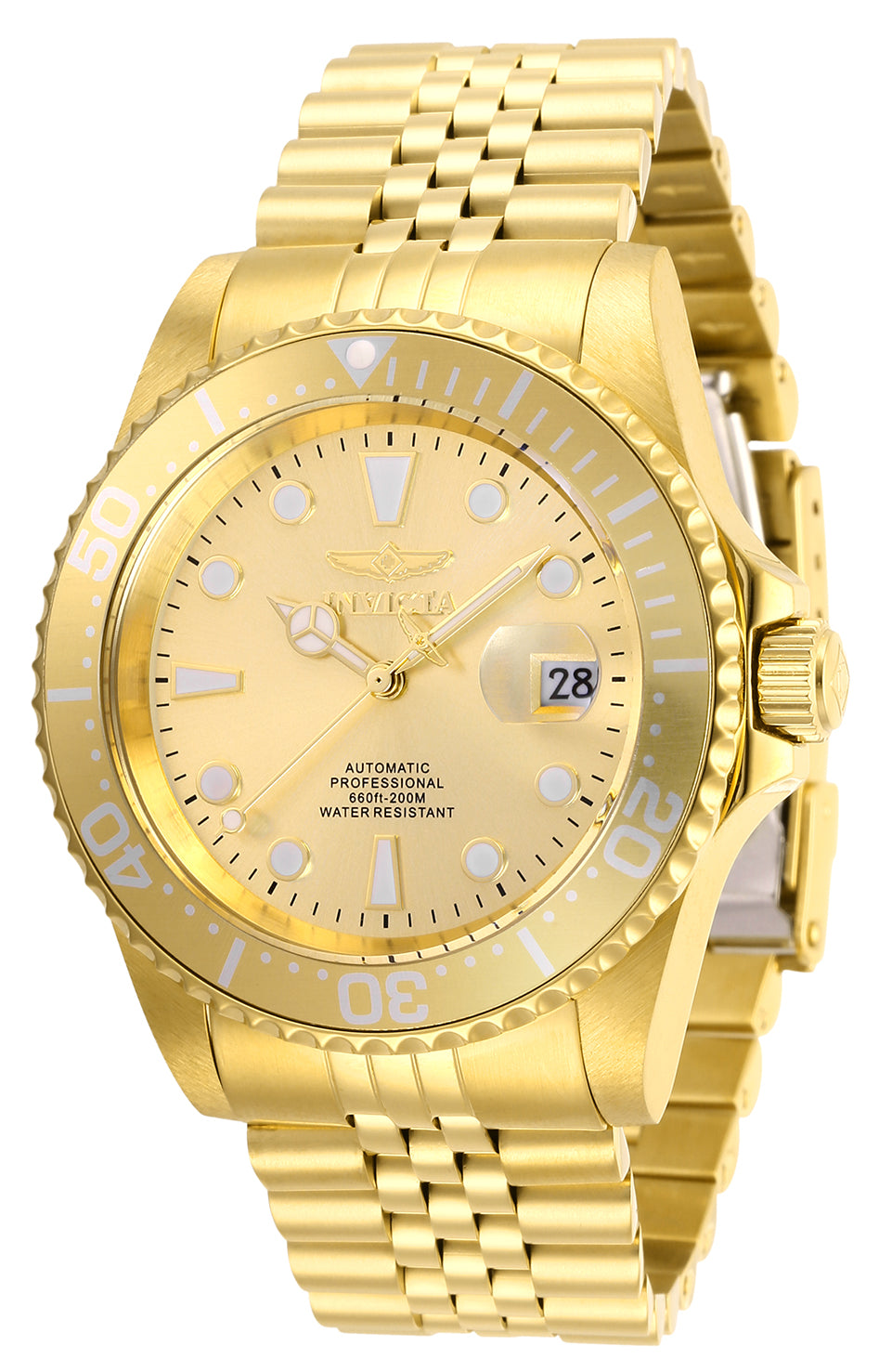 Invicta Men's 42mm Pro Diver Automatic Date Goldtone Monochromatic Bracelet Watch
