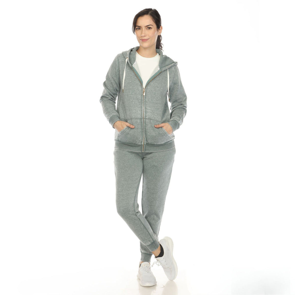 White Mark Women's 2-Piece Burnout Jogger Set