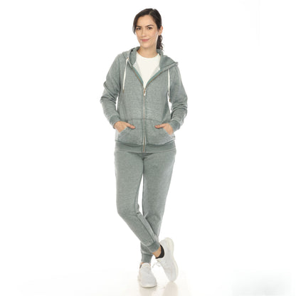 White Mark Women's 2-Piece Burnout Jogger Set