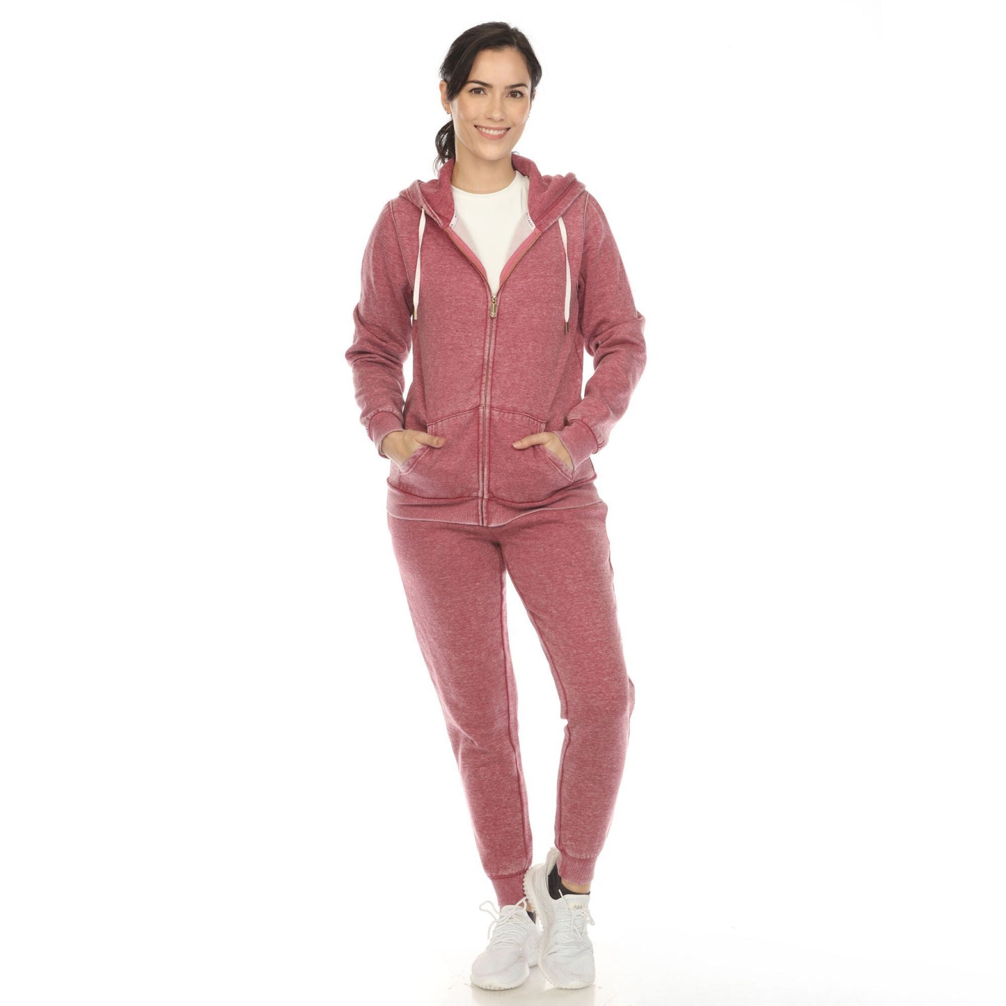 White Mark Women's 2-Piece Burnout Jogger Set