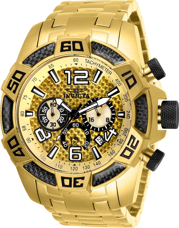 Invicta Men's 50mm Pro Diver Quartz Multifunction Goldtone Bezel Bracelet Watch