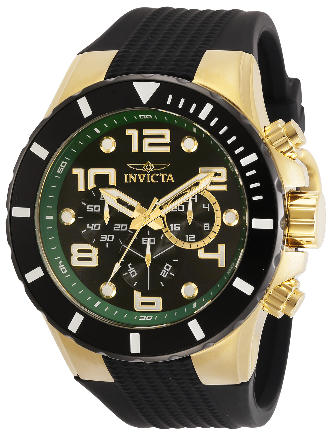 Invicta Men's 50mm Pro Diver Quartz Chronograph Black Silicone Strap Watch
