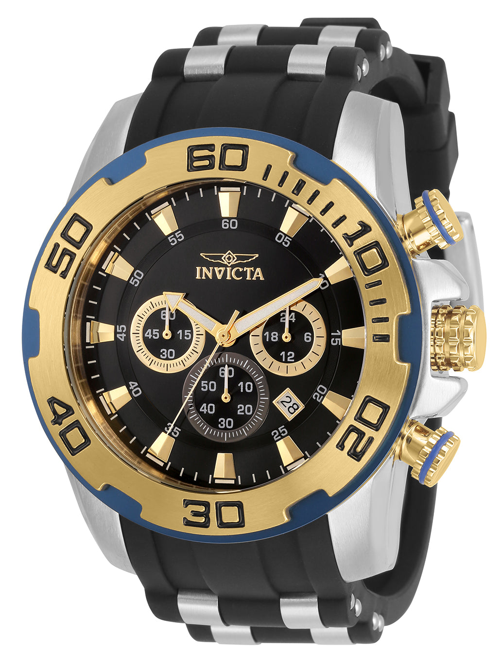 Invicta Men's 50mm Pro Diver Scuba Quartz Chronograph Silvertone Case Silicone Strap Watch