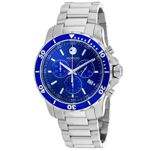 Movado Men's 42mm Series 800 Swiss Made Quartz Chronograph Blue Bracelet Watch - 2600141