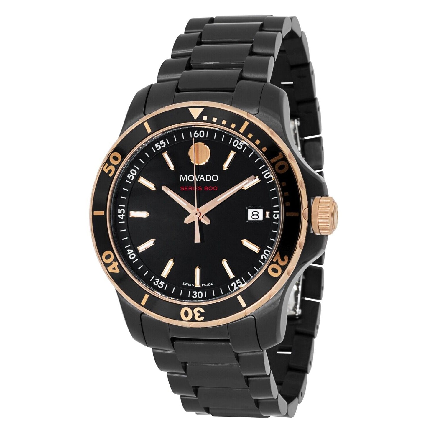 Movado Men's 40mm Series 800 Swiss Made Quartz Date Black Bracelet Watch
