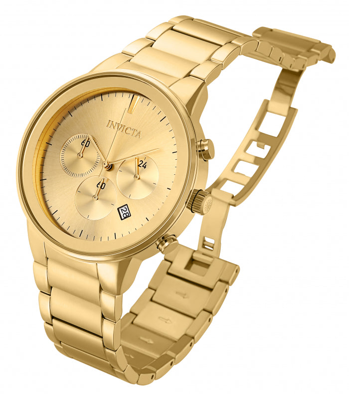 Invicta Men's 43mm Specialty Quartz Chronograph Minimalist Dial Goldtone Bracelet Watch