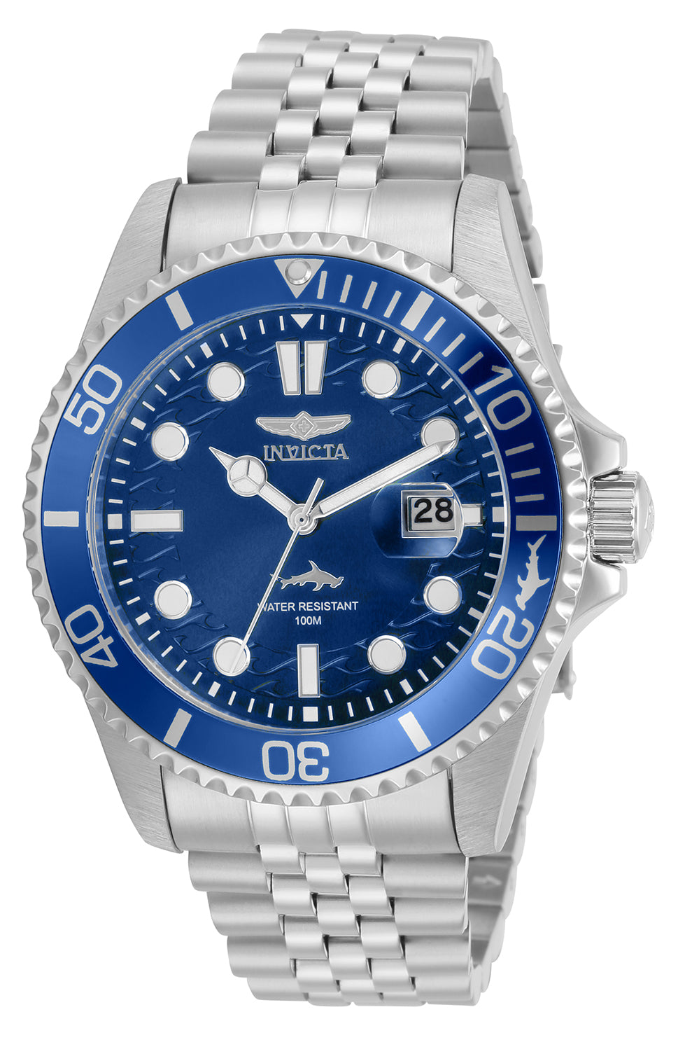 Invicta Men's 43mm Pro Diver Quartz Date Wave Dial Jubilee Bracelet Watch