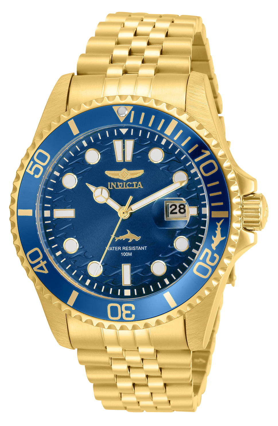 Invicta Men's 43mm Pro Diver Quartz Date Wave Dial Jubilee Bracelet Watch