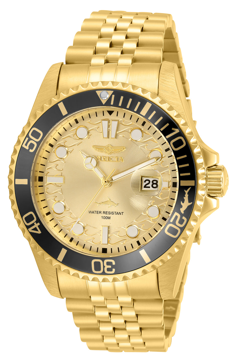 Invicta Men's 43mm Pro Diver Quartz Date Wave Dial Jubilee Bracelet Watch