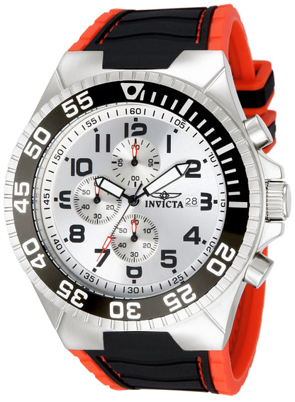 Invicta Men's 52mm Pro Diver Quartz Chronograph Black & Red Silicone Strap Watch