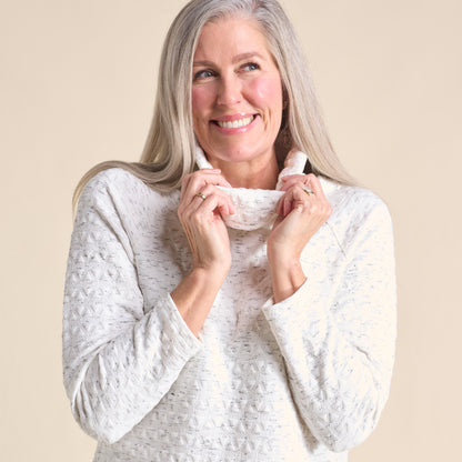 Christopher & Banks Relaxed Restyled Knit Jacquard Cowl Neck Top
