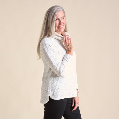 Christopher & Banks Relaxed Restyled Knit Jacquard Cowl Neck Top