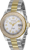 Invicta Women's 40mm Angel Quartz Crystal Bezel MOP Two-Tone Bracelet Watch
