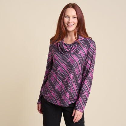 Christopher & Banks Relaxed Restyled Plaid Print Cowl Neck Tunic